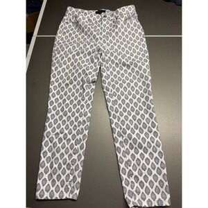Talbots Simply Flattering Navy White Paisley Jegging Crop Pants Womens 6